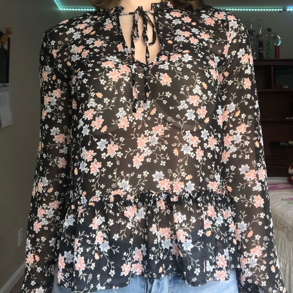 floral mesh top - Picture 3 of 3